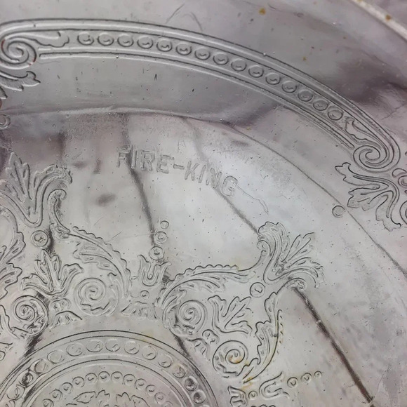 vintage fire king embossed pie plate - Picture 6 of 8